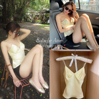 Áo Hai Dây Cổ Tim Có Dây Kéo Form Thắt Eo Tiny butter -Babiche Attire