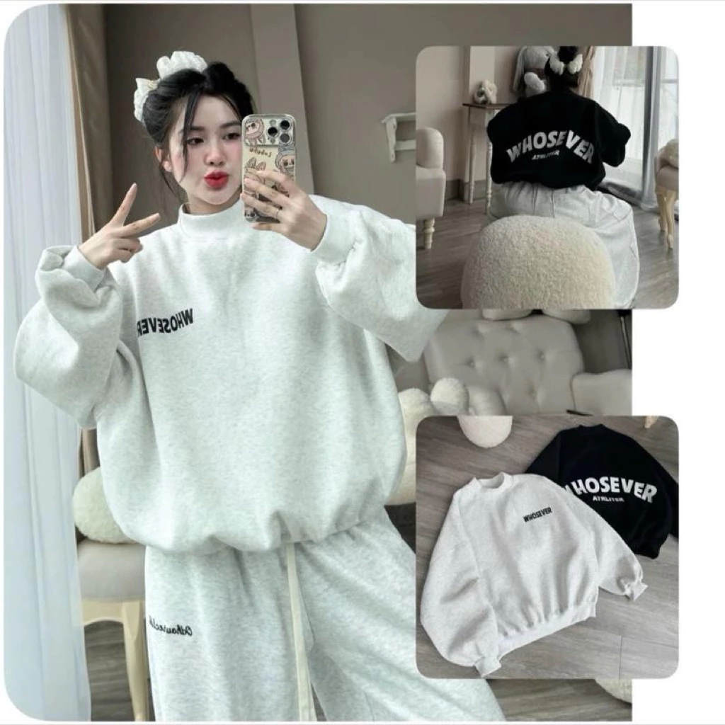 Whosever Áo Sweatshirt Nữ Mẫu Mới 2023 Chất Liệu Mềm Mại Phong Cách Hàn Quốc Thời Trang Thu Đông