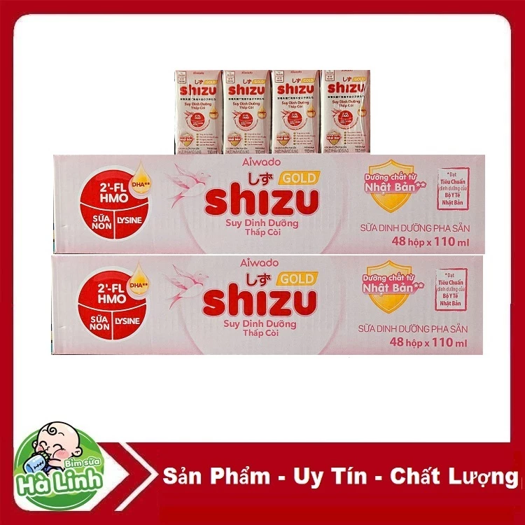 Sữa bột Pha Sẵn Shizu Gold 110ml [Thùng 48 hộp] cho trẻ nhẹ cân. Date 2027
