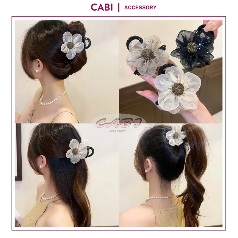 CB48 - Set 3 Kẹp Tóc Hoa Trà Thời Trang Đuôi Ngựa Vuốt Tóc Cho Nữ Cô Gái Ngọt Ngào Thời Trang