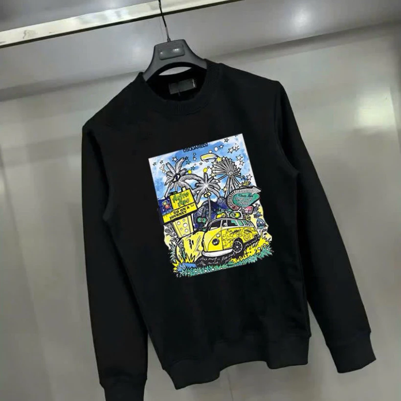 Áo Sweater dsq họa tiết cây dừa xanh cho Nam Nữ, Form Rộng, Chất Cotton Nỉ Cao Cấp, Cổ Tròn Dài Tay Local Brand Boy Phố