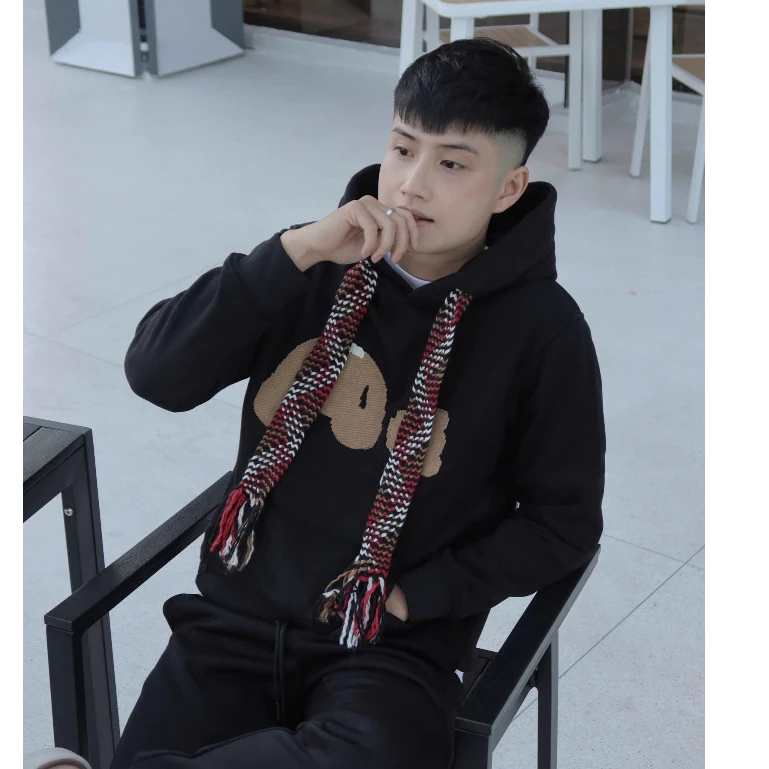 𝑴𝒐𝒏𝒔𝒕𝒂_𝑺𝒕𝒖𝒅𝒊𝒐// Áo Hoodie Nam Nữ Palm Thêu Hình Gấu Nâu Phối Dây Mũ Len Đan, Chất Nỉ Ấm Áp