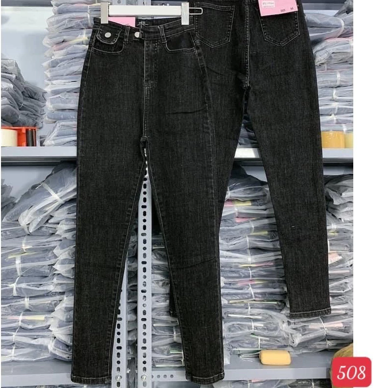Quần jean nữ co giãn, quần bò lưng cao 9 tấc dáng ôm body cạp cao nhiều mẫu Bi_shop 173 ms611