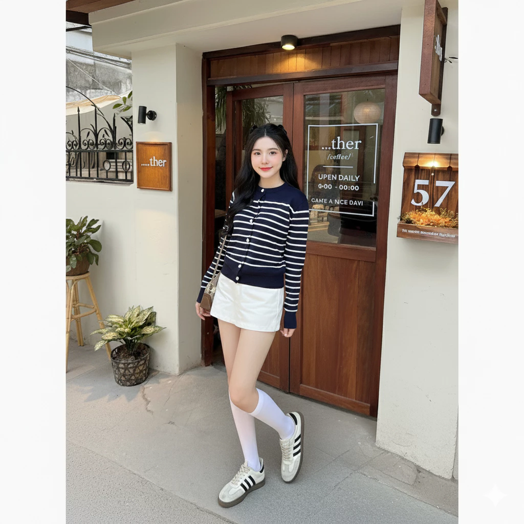 𝑴𝒐𝒏𝒔𝒕𝒂_𝑺𝒕𝒖𝒅𝒊𝒐// Áo Khoác Cardigan Len Sọc Kẻ Basic Áo Len Quảng Châu Mềm Mịn Full Màu