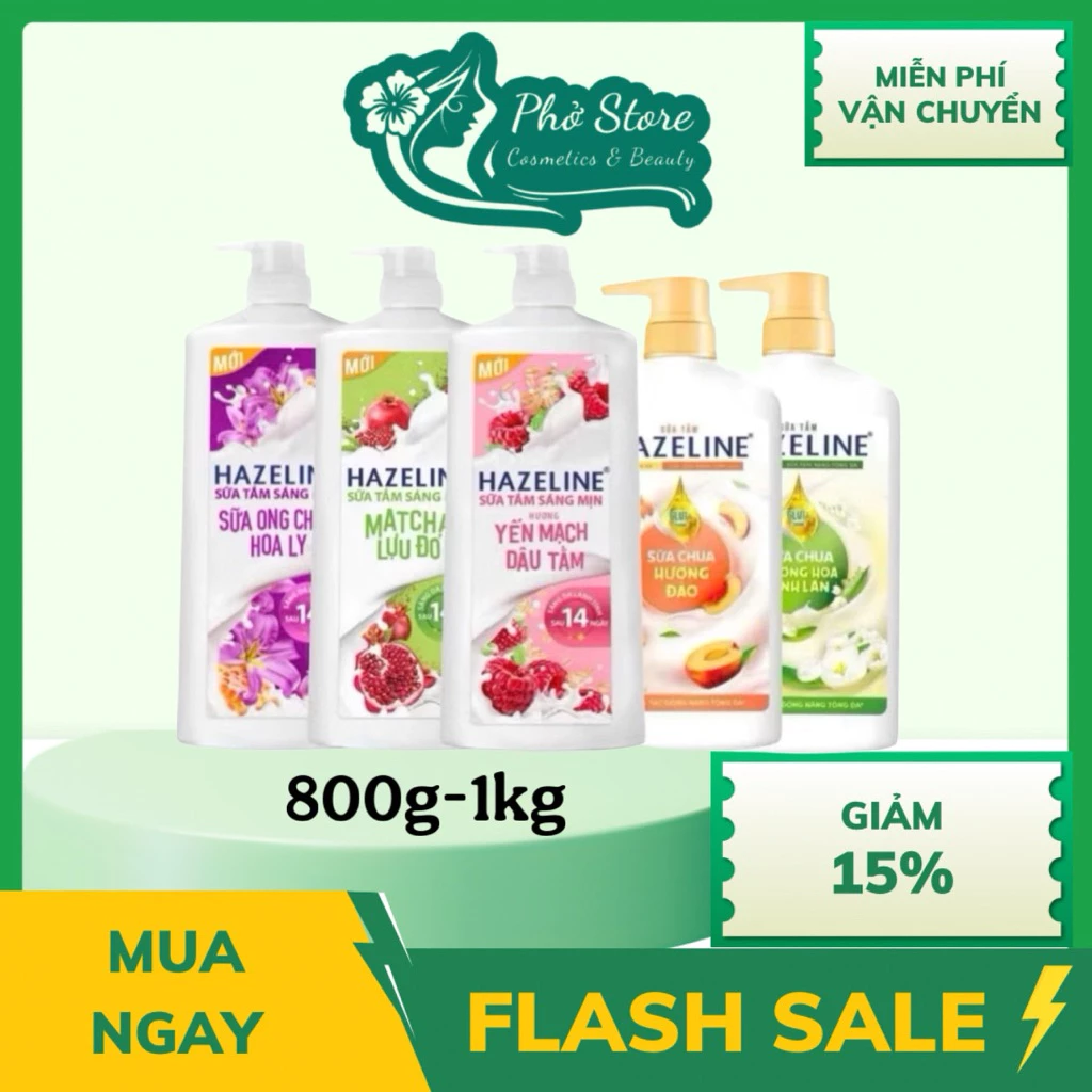 Sữa tắm dưỡng thể thiên nhiên trắng sáng da Hazeline 1kg