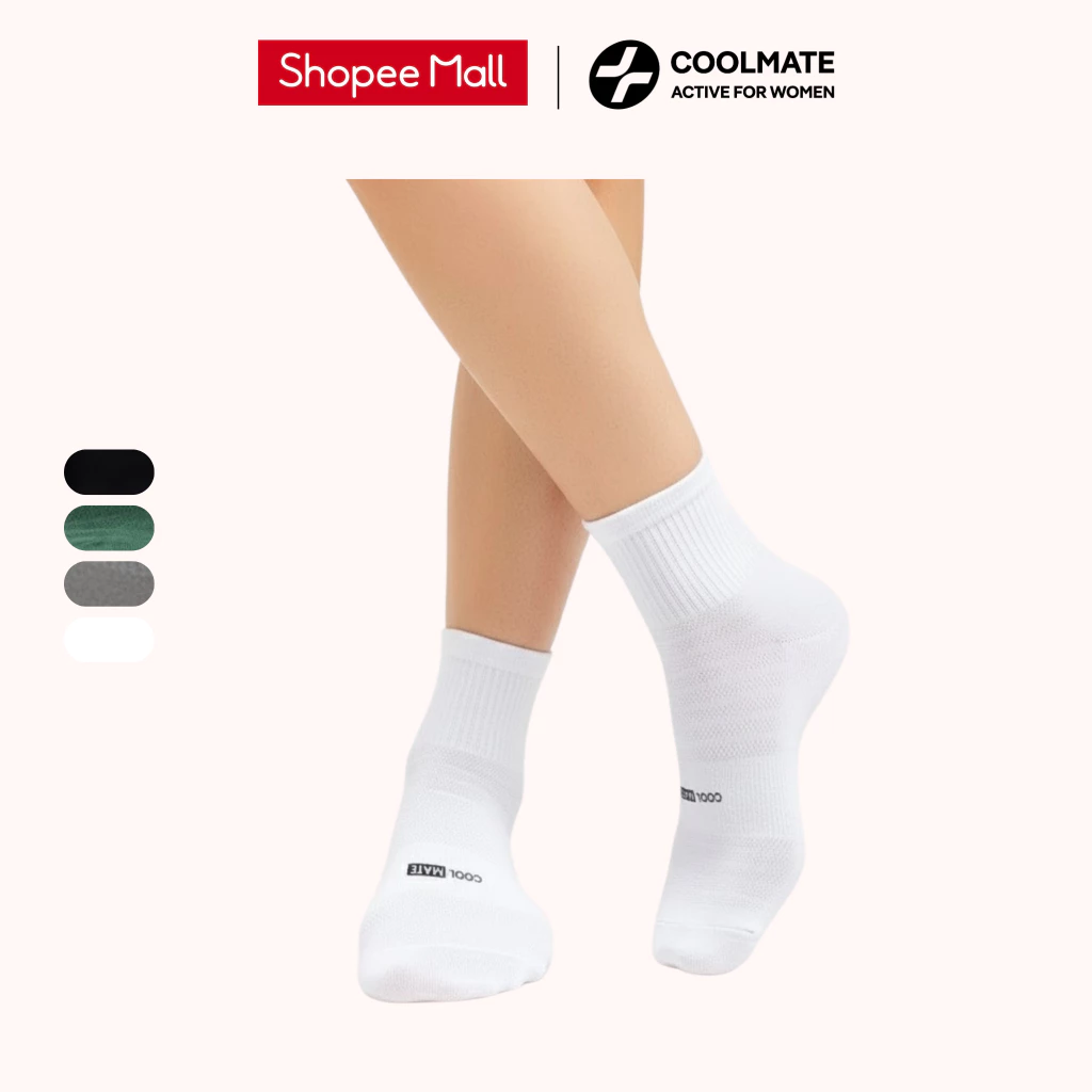 Vớ Tất cổ trung Cotton thoáng khí khử mùi mềm mại co giãn - Coolmate Active For Women