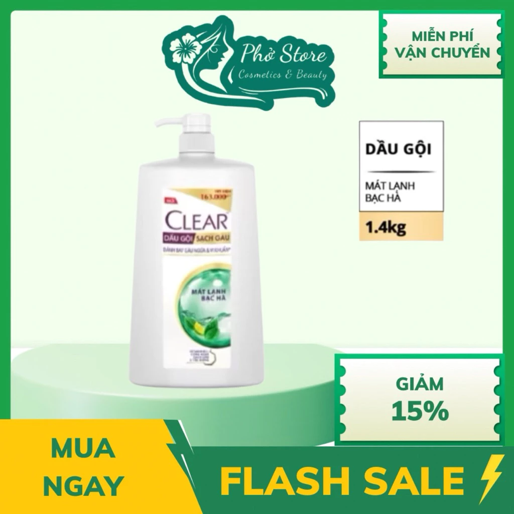 Dầu gội sạch gàu Clear mát lạnh bạc hà 1.4kg, 880g