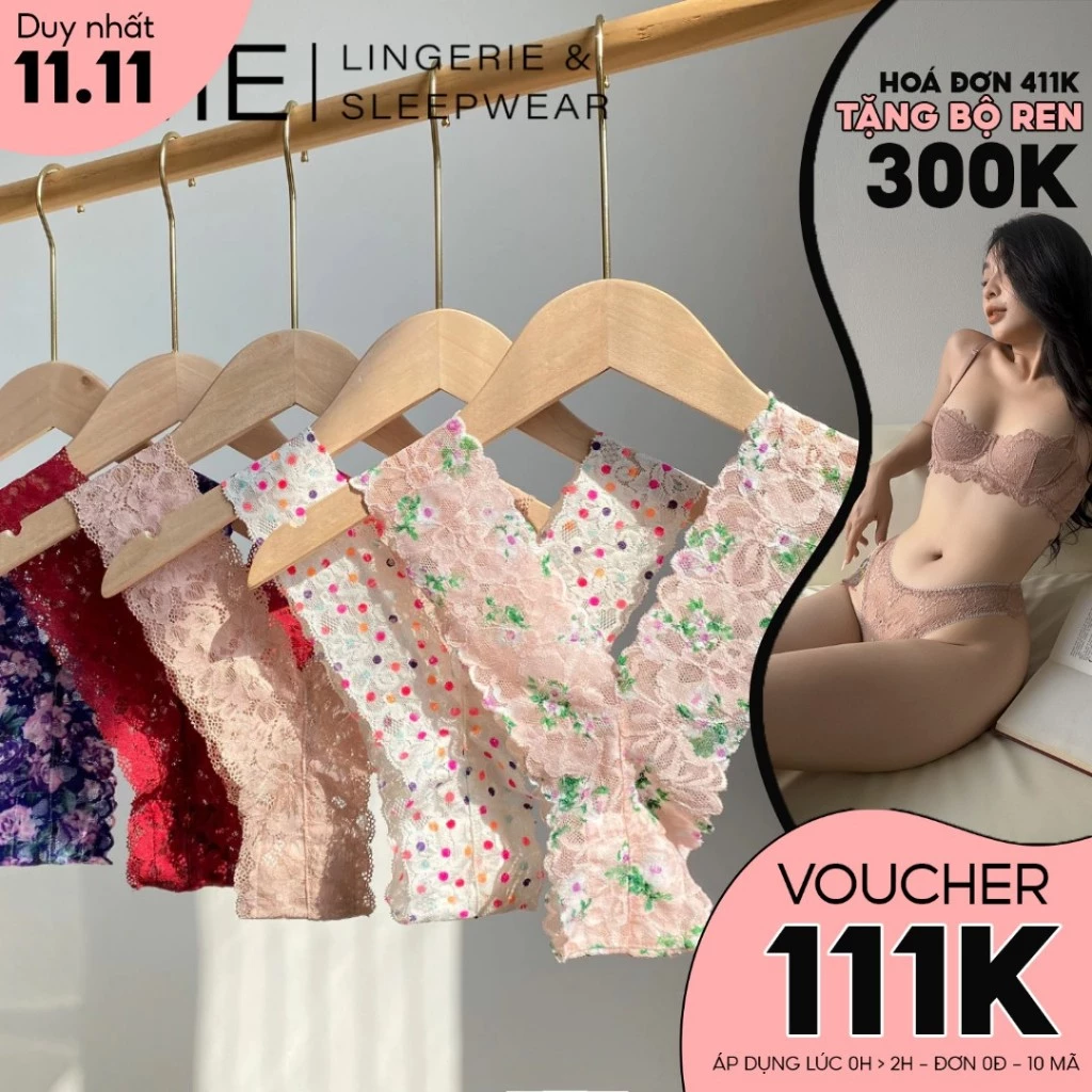 Quần lót ren nữ tôn mông lọt khe gợi cảm mềm mại cao cấp không lộ viền ME ME LINGERIE