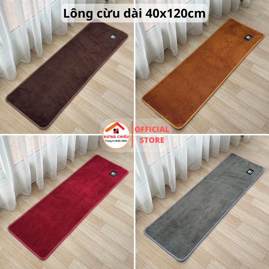 Thảm chùi chân lông cừu, thảm lau, thảm chân, dế có các hạt cao su chống trơn trượt 40x120cm - Hưng Chiếu ED28