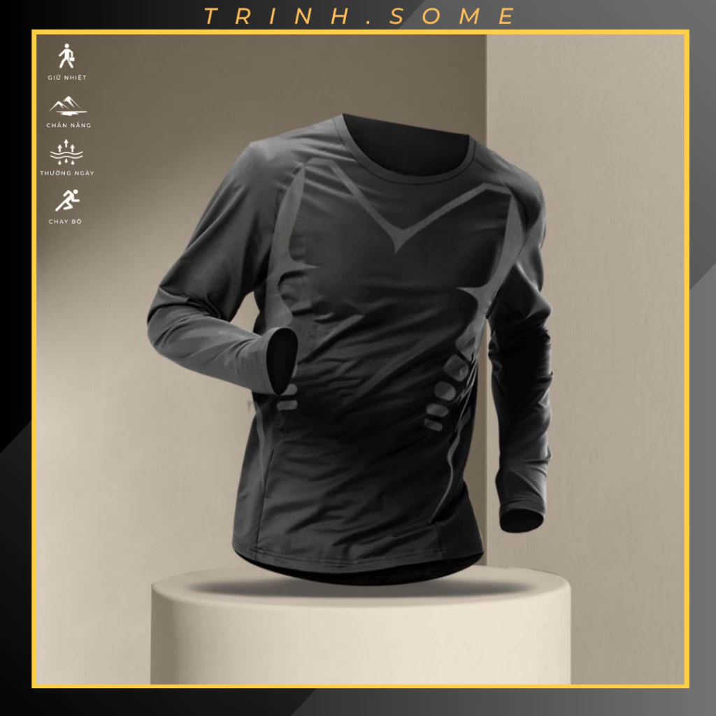 Áo thun nam tay dài, giữ nhiệt thể thao nam co giãn, giữ ấm, Top Sport, màu sắc trẻ trung và năng động. Mã: GN