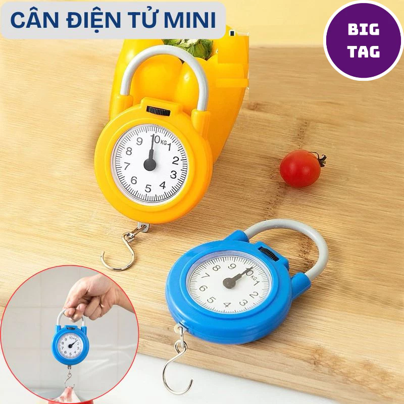 cân điện tử cầm tay không cần pin chính xác 10kg, cân lò xo mini nhỏ gọn tiện lợi 7234