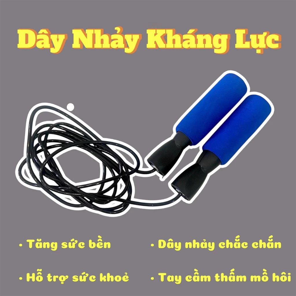 Dây Nhảy Thể Dục Tay Cầm Xốp Êm Chống Trượt, Luyện Thể Lực Toàn Thân.