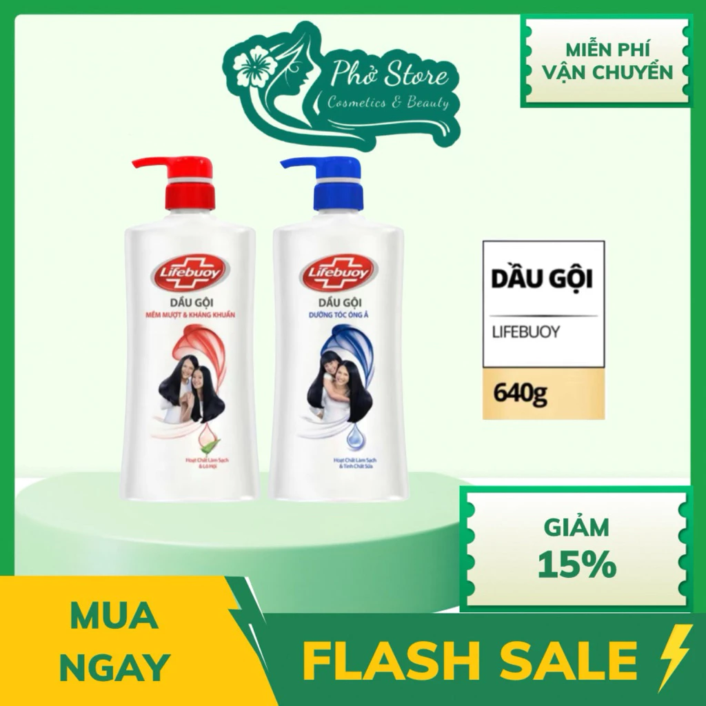 Dầu gội Lifebuoy dưỡng tóc Óng Ả & Mềm Mượt 640g