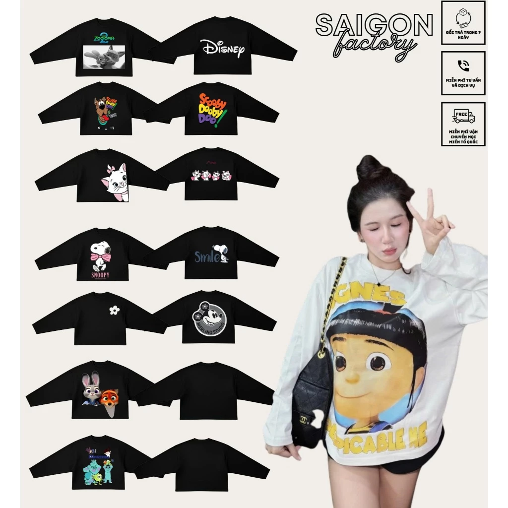 Áo Thun Tay Dài LongSleeve In Hình Dễ Thương Cotton 2 Chiều Dày Dặn Thoáng Mát Form Rộng Unisex