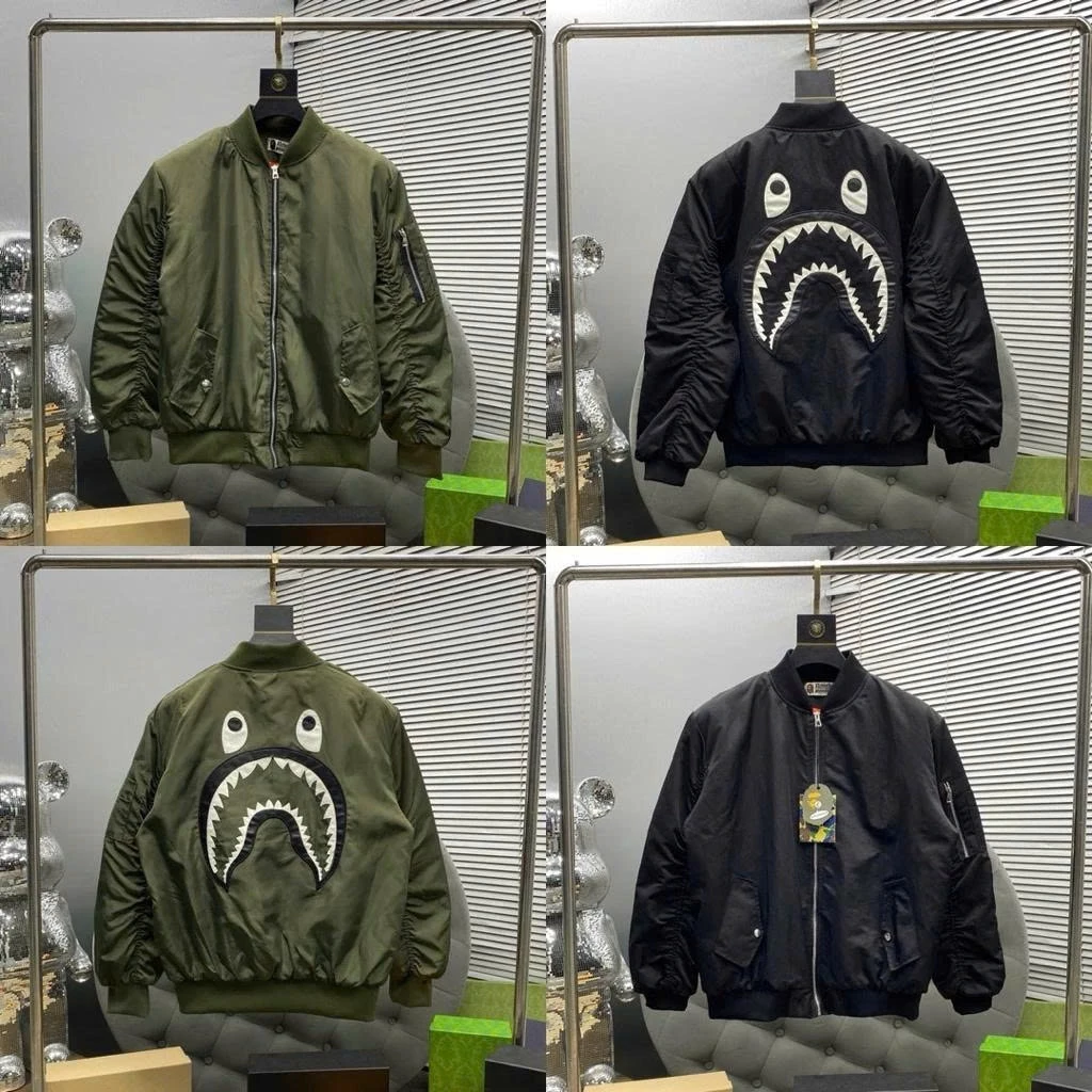 [HOT*] Áo Khoác Bomber Thêu Hình Cá Mập Buồn - Siêu Phẩm Cao Cấp 2 Lớp Thích Hợp Mùa Đông 2025 🔥HOT🔥