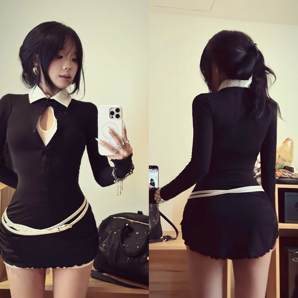 [ 𝐄𝐌𝐌𝐈 𝐃𝐑𝐄𝐒𝐒 ] Váy dáng polo chiết eo, ôm body, 2 lớp dày dặn | DANEJI ( KHÔNG KÈM PHỤ KIỆN )