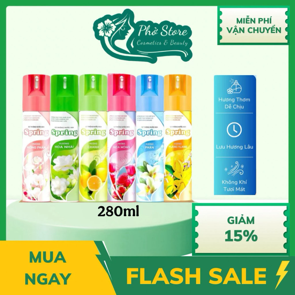 NƯỚC HOA XỊT PHÒNG SPRING (6 Mùi Hương) 280ml