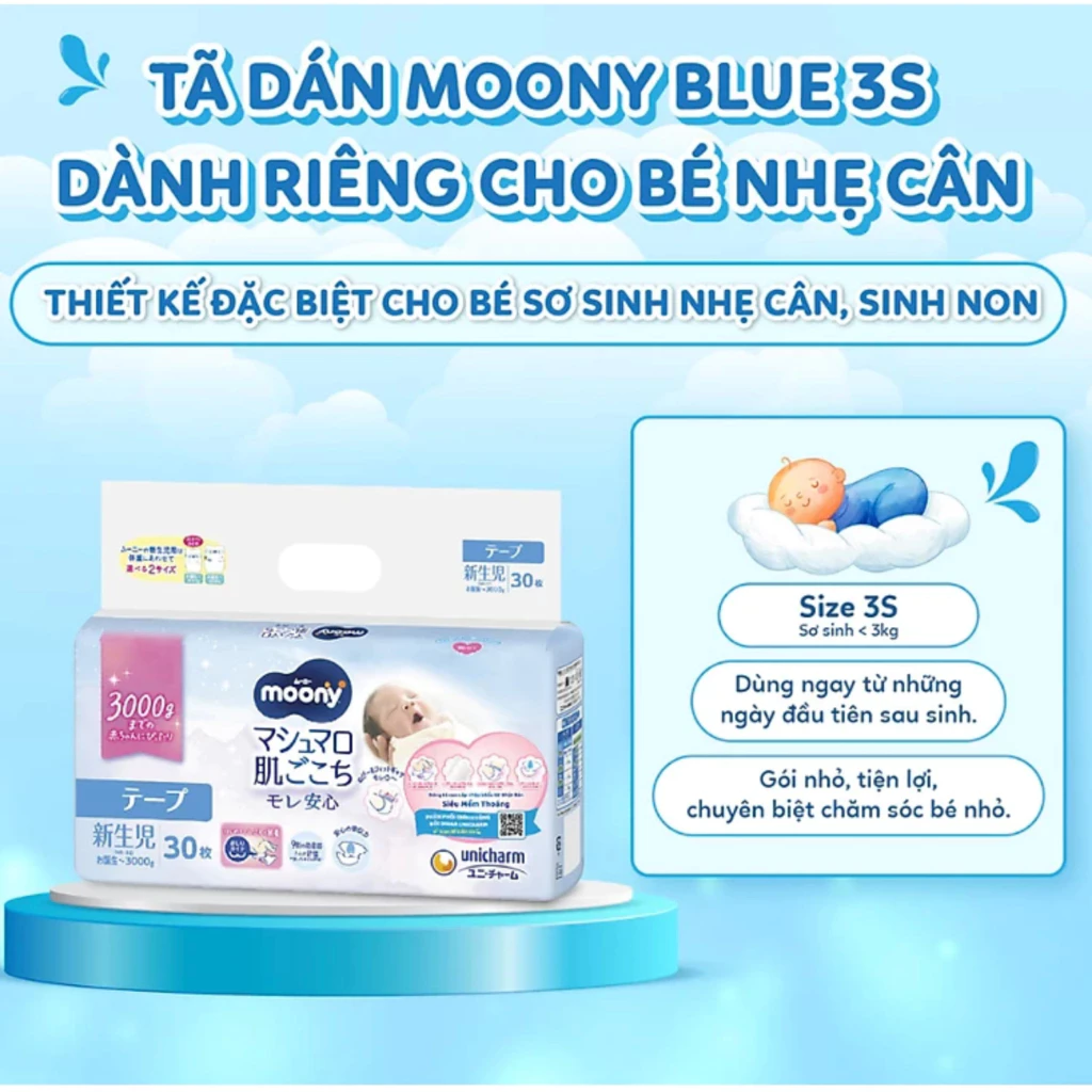 Thùng 6 gói Moony 3S cho bé nhẹ ký (<3kg)