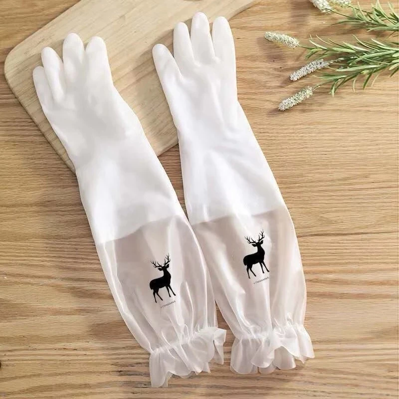 [Top Value]Găng tay cao su dài tay cổ chun, Găng tay rửa bát cao cổ không lót nỉ