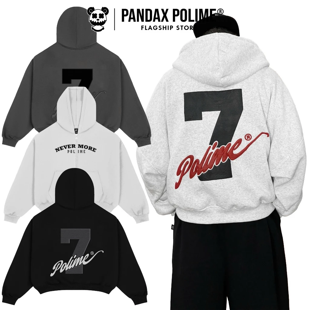 Hoodie zip dây kéo big boxy cánh dơi nỉ bông mỏng chống nắng unisex big size in nổi px pandax polime