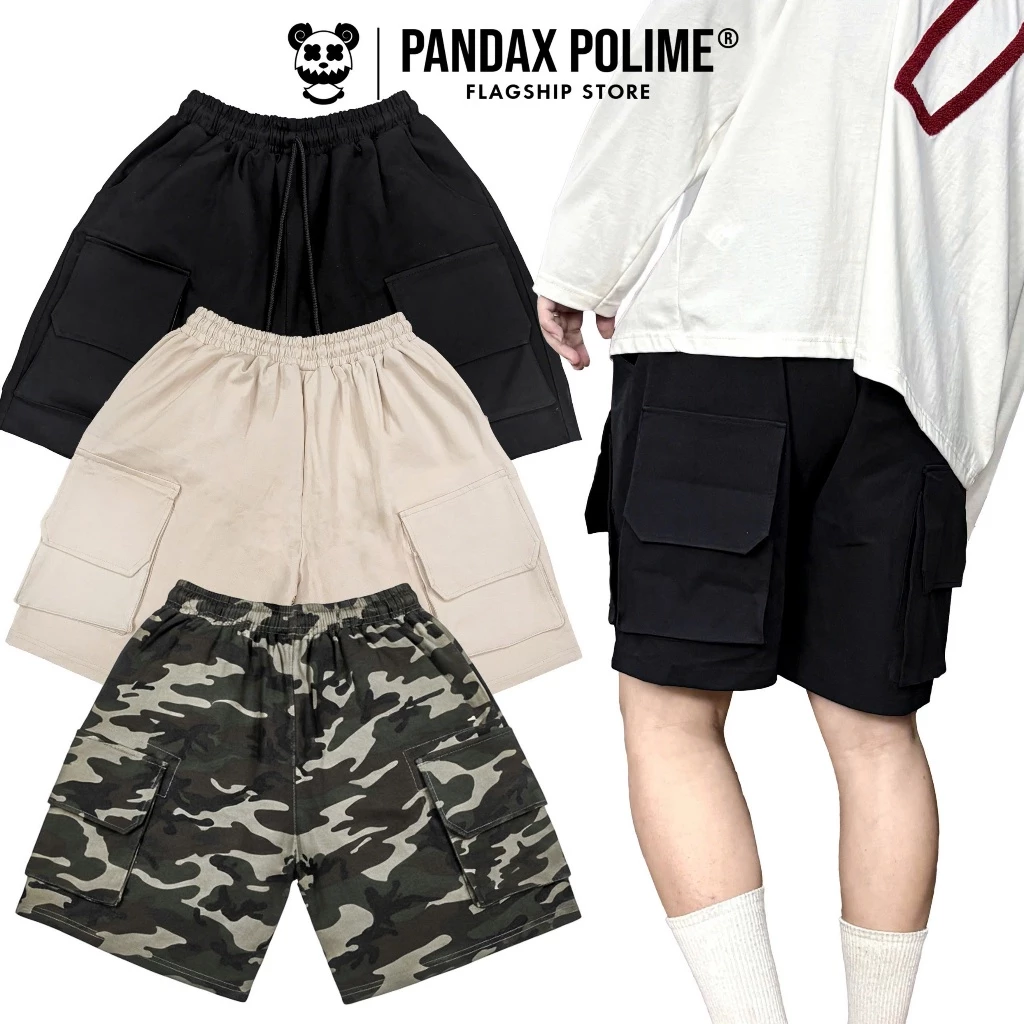 Quần short kaki cargo túi hộp form ngắn ống rộng đùi ngố vintage basic unisex px pandaxvn polime