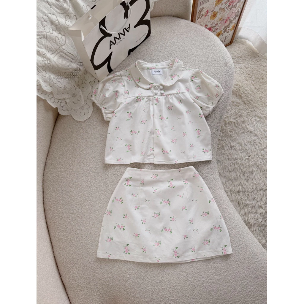 Set Bộ Nữ Kaki Hoa Nhí Hồng Anna - Set Jasmin
