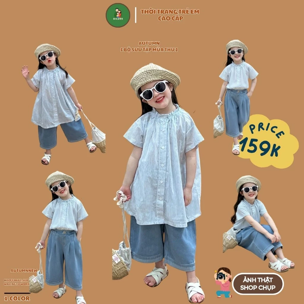 Quần Jean Dài Ống Suông DILOVE Quần Bò Ống Suông Cho Bé Trai Bé Gái Cạp Chun Cao Cấp Cho Bé (8-30kg) - Mã Q1