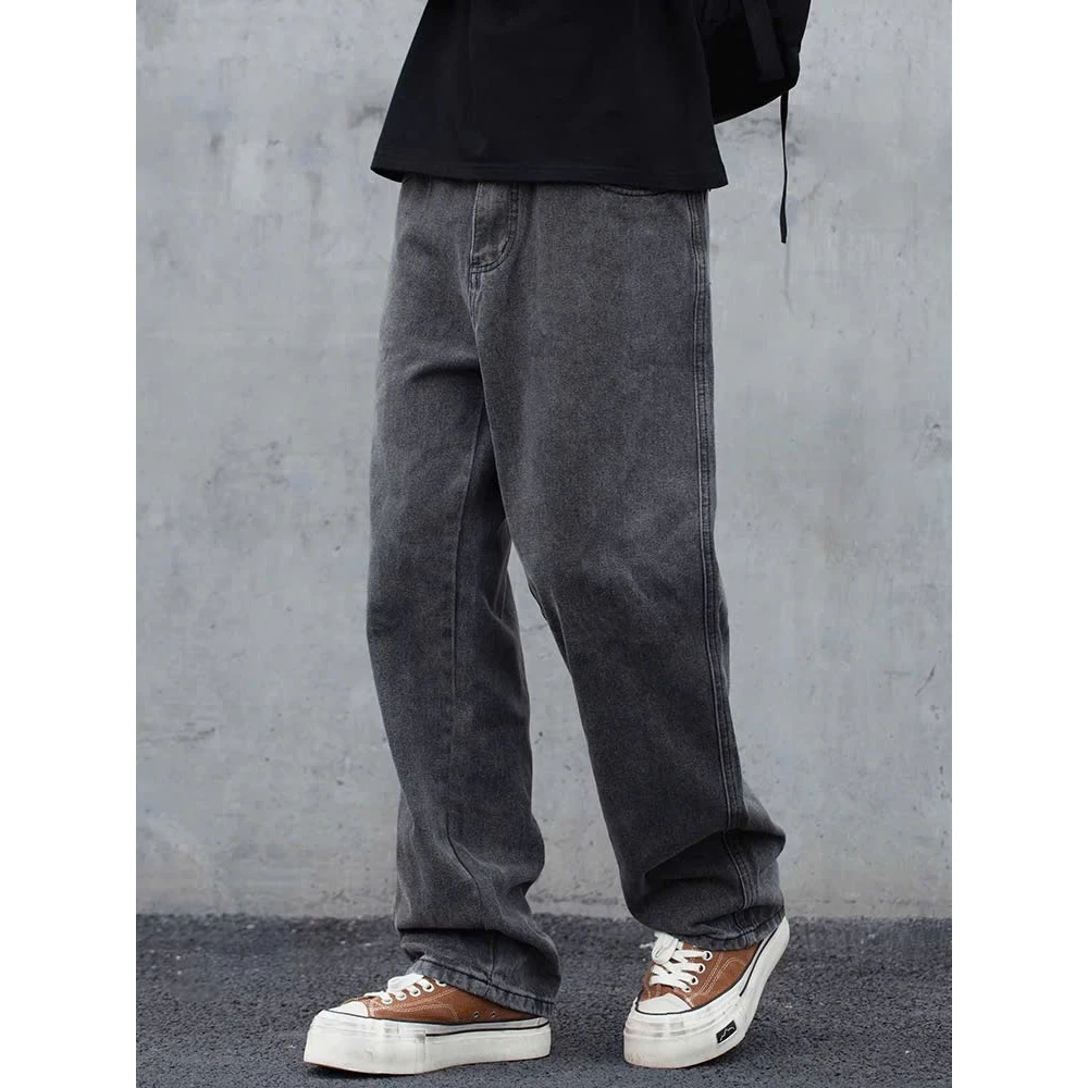 Quần jeans ống đứng màu grey wide fit TEZLO nam nữ suông rộng
