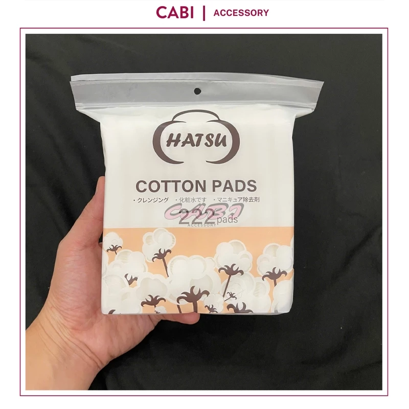 CB02 - Bông Tẩy Trang HATSU Cotton Pads (CAM NHẠT) 222M 3 lớp mềm mịn, chắc chắn