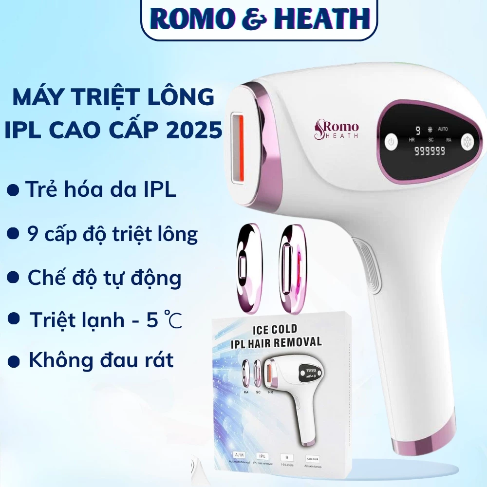Máy triệt lông lạnh IPL 3in1, triệt lông vĩnh viễn toàn thân cảm giác dịu nhẹ không đau rát, màn hình cảm ứng thông minh