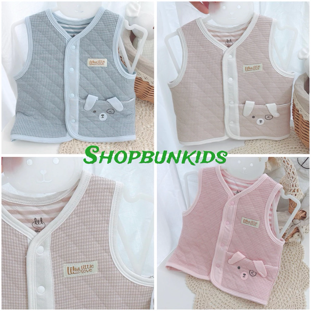 Áo gile nỉ 0-18m LIL trần bông mỏng vừa thu đông dành cho bé sơ sinh Lil Little Love bé trai gái DAG06