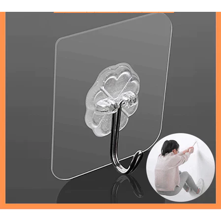 Combo of 5 Super Adhesive Transparent Wall Hooks, Good Strength, Sturdy Wall Mount 6x6 cm