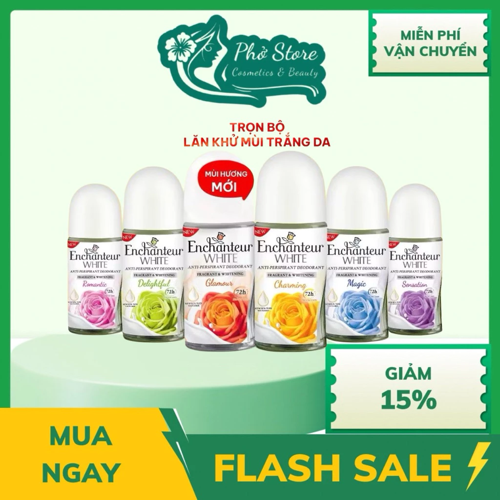 [PHIÊN BẢN MỚI] Lăn khử mùi Enchanteur trắng da WHITE gấp 2 lần từ Niacinamide & Kem sữa tươi 50ml