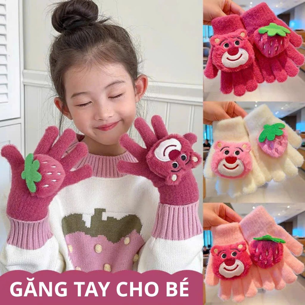 Găng tay len, găng tay hở ngón, kín ngón siêu ấm cho bé trai và bé gái họa tiết siêu dễ thương TT5