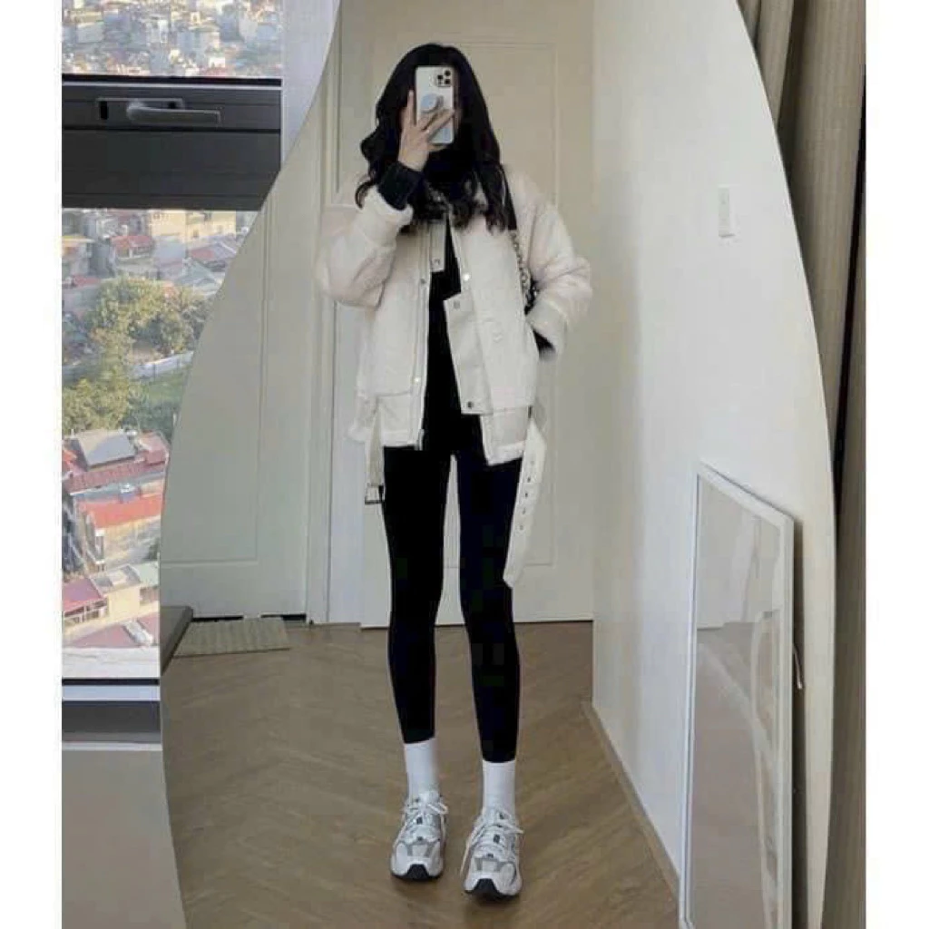 Quần legging tăm lót lông vải mềm co dãn 4 chiều mặc hách dáng cho nữ