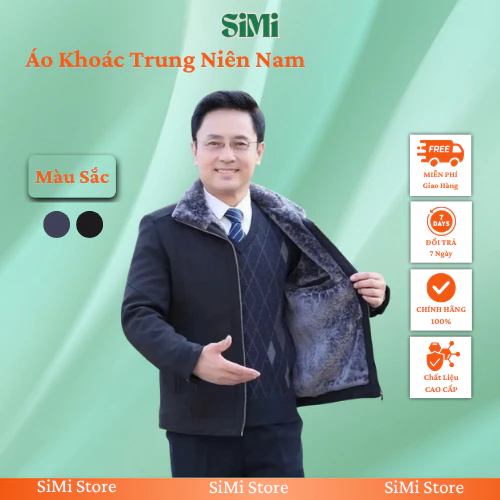 Áo khoác nam trung niên lót lông cao cấp quảng châu, sang trọng, ấm áp, quà tặng ý nghĩa cho bố, cho ông