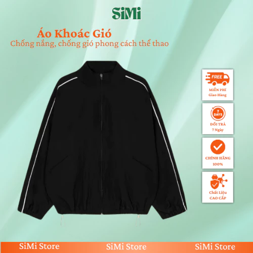 Áo Khoác Gió Nam Nữ SiMi Unisex Form Rộng 2 Lớp, Chống Nước Nhẹ, Cản Gió, Có Túi Trong, Phong Cách Thể Thao Hàn Quốc