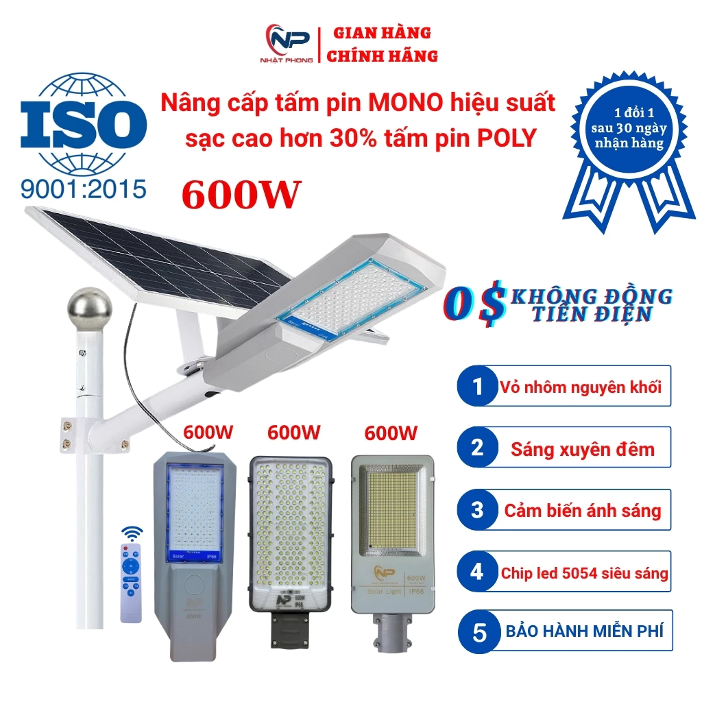 Đèn năng lượng mặt trời sân vườn,đèn đường bàn chải 500W,600W vỏ nhôm,điều khiển từ xa,chống nước IP67,BH 2 năm