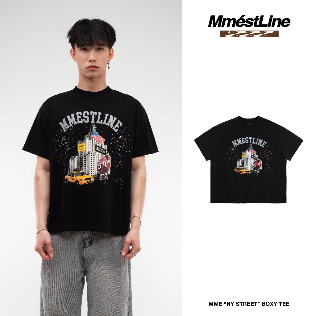 Áo thun MMESTLINE "NY STREET" form Boxy chất liệu Premium Cotton in lụa Trame