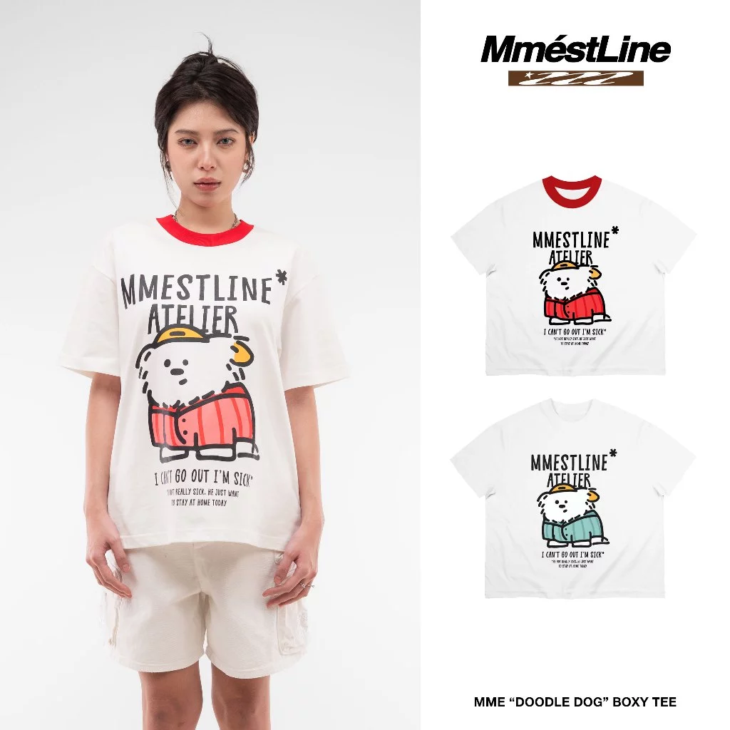 Áo thun MMESTLINE "DOODLE DOG" form Boxy in trame lụa vải Premium Cotton