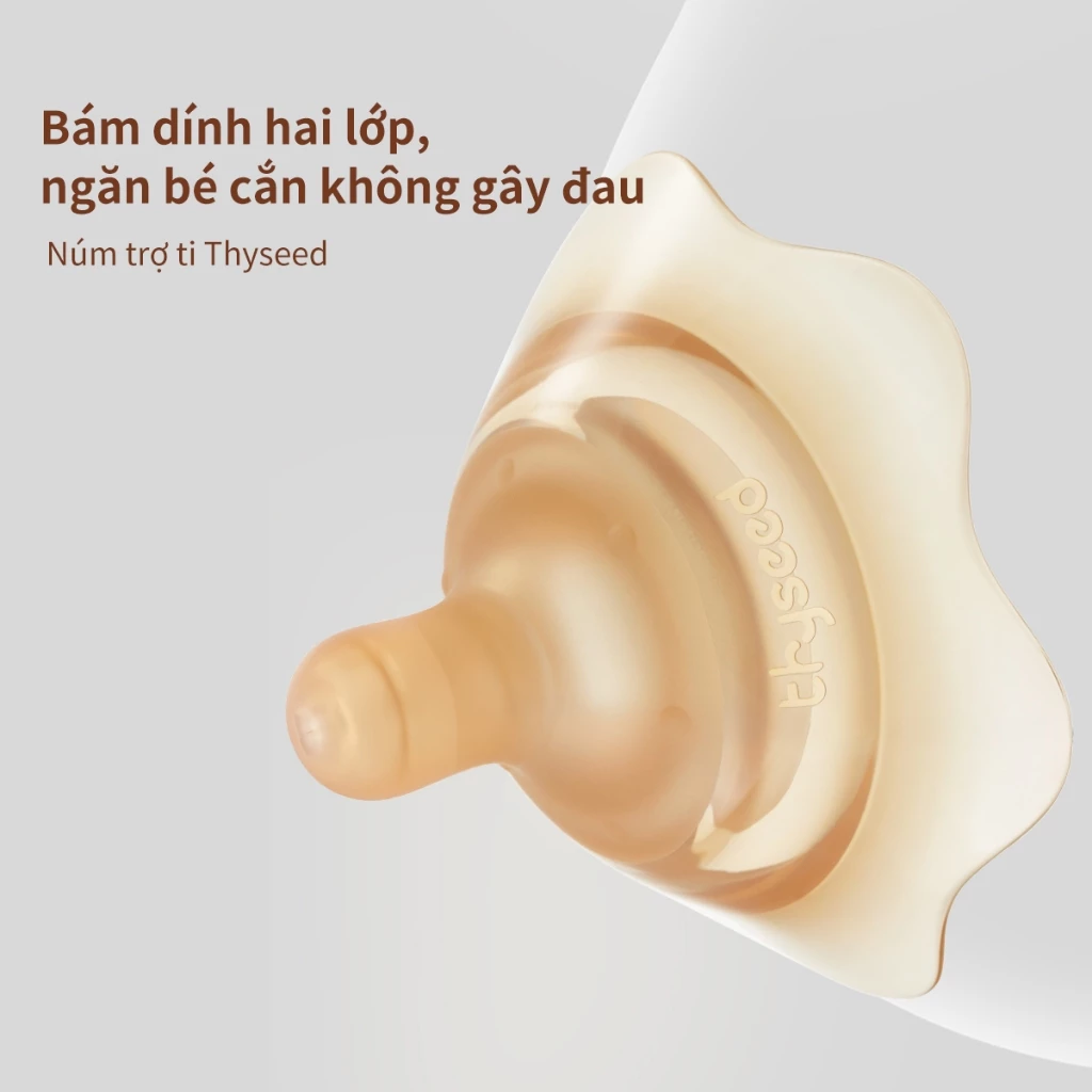 Núm trợ ti hai lớp Thyseed, silicon siêu mềm, bảo vệ đầu ti mẹ, ngăn bé cắn, chính hãng