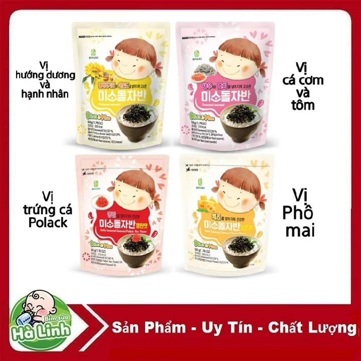Rong Biển Ăn Liền Trộn Cơm Em Bé Cười 50g Cho Bé Rắc Cơm (set 4 vị)