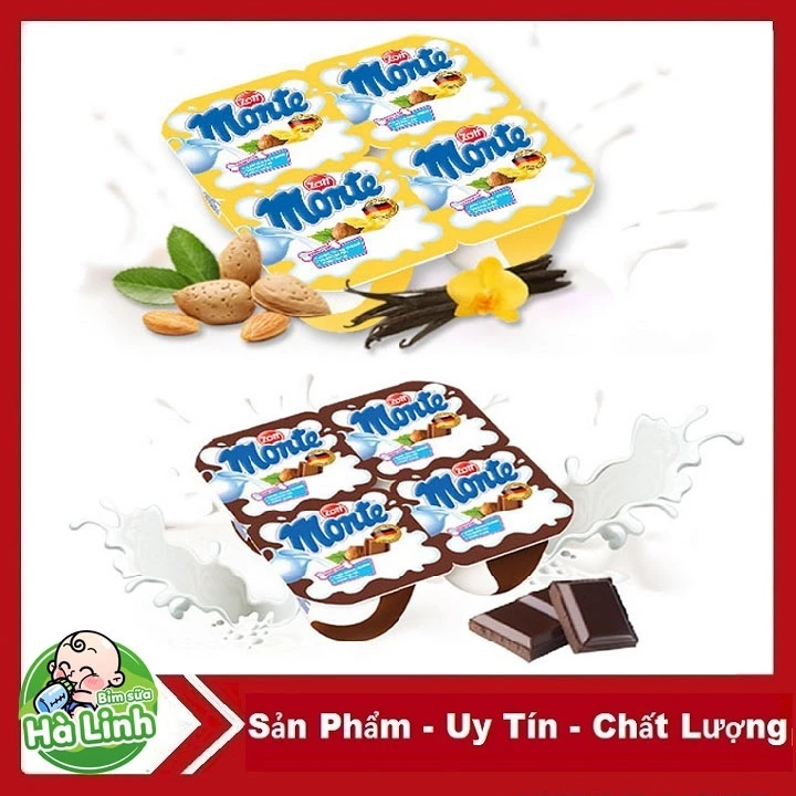 Váng sữa Monte hương vani - 55g x 4 hộp [Date mới nhất]