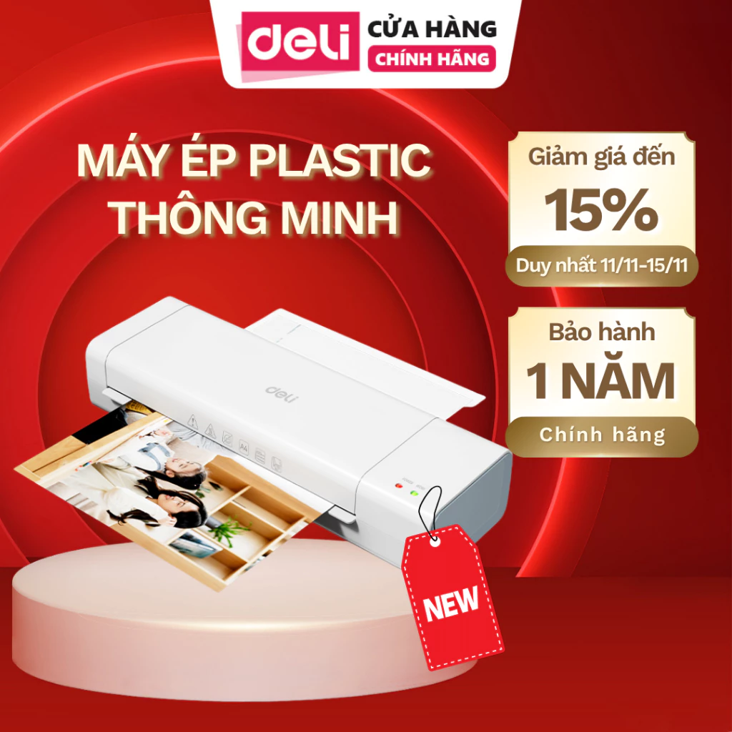 Máy Ép Plastic Khổ A4 Deli - Máy Ép ET112 Phù Hợp Ép Màng Ảnh, Poster, Văn Phòng Trường Học