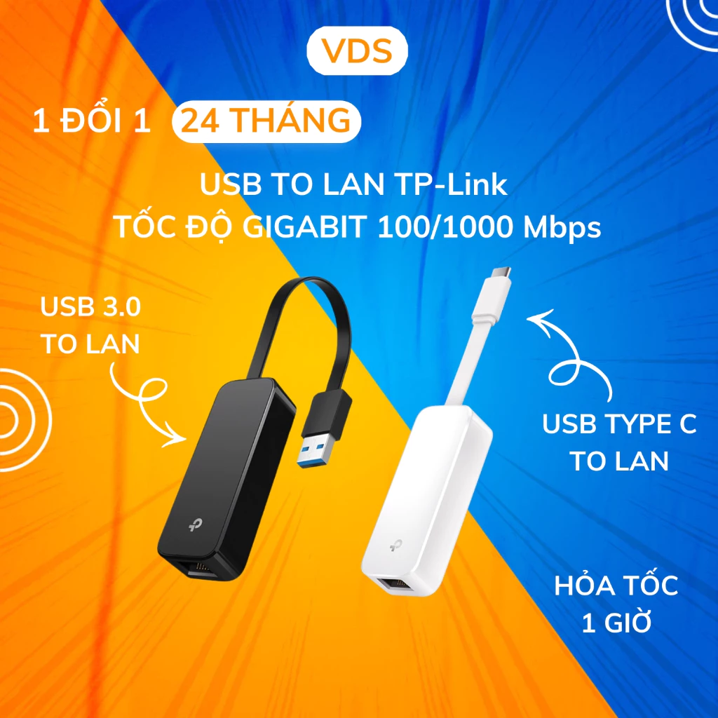 [Top Bán Chạy] Bộ Chuyển Đổi Mạng TP-Link UE306 / UE300C USB – USB-C Sang LAN Gigabit 100/1000Mbps