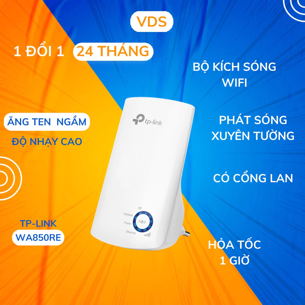 [Kích Sóng Mạnh] Bộ Mở Rộng Sóng Wifi TP-Link TL-WA850RE Tốc Độ 300Mbps - Chuẩn N, Xuyên Tường
