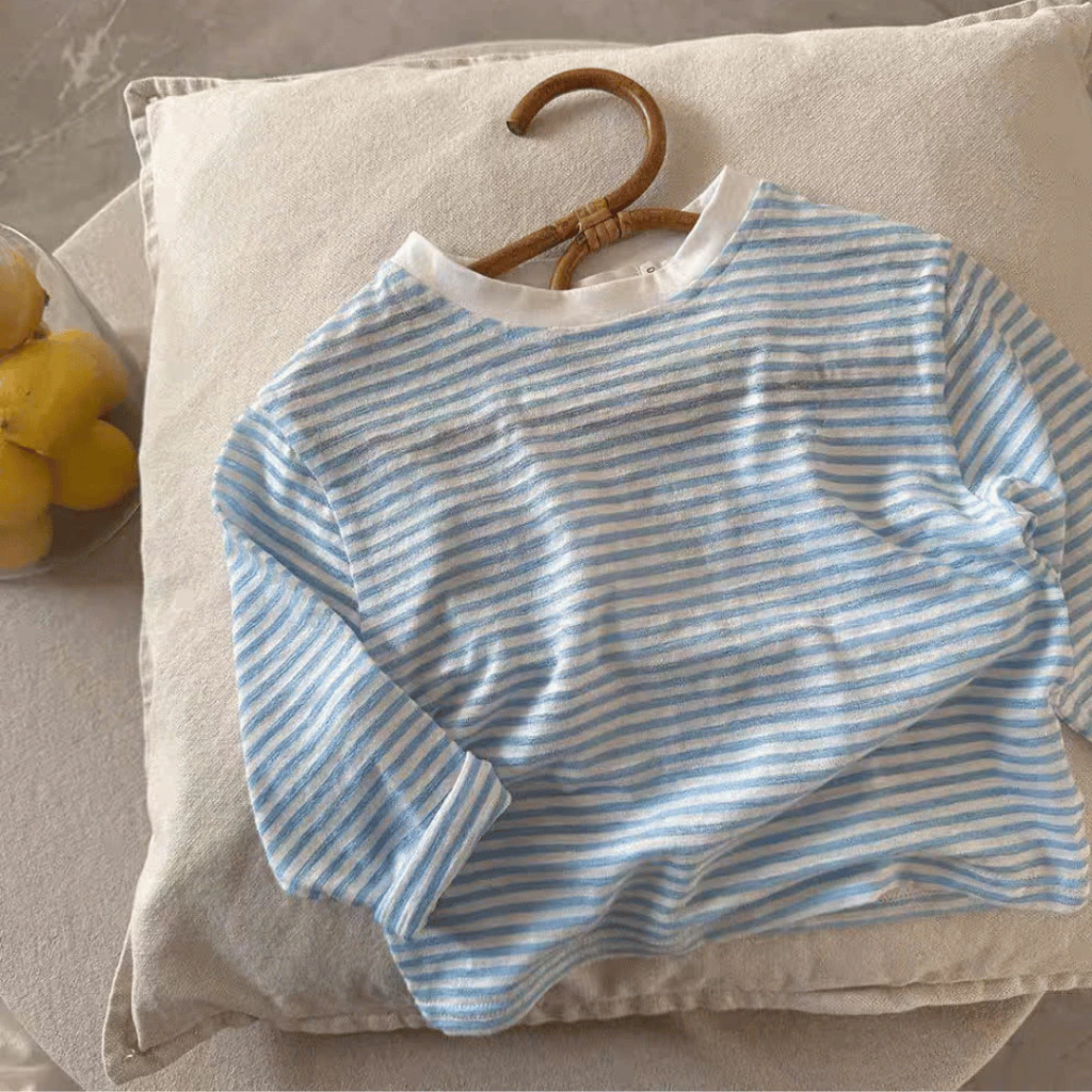 Áo thun tay dài kẻ sọc cho bé trai, bé gái ELIOKIDS, áo phông dài tay sọc kẻ cho bé từ 7kg-32kg.