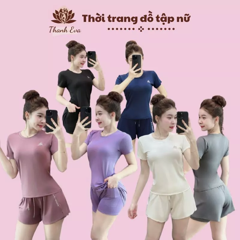 Bộ thể thao N03 tập gym, aerobic, chạy bộ, đánh cầu, đánh bóng, đạp xe..áo thun ,quần đùi 2 lớp