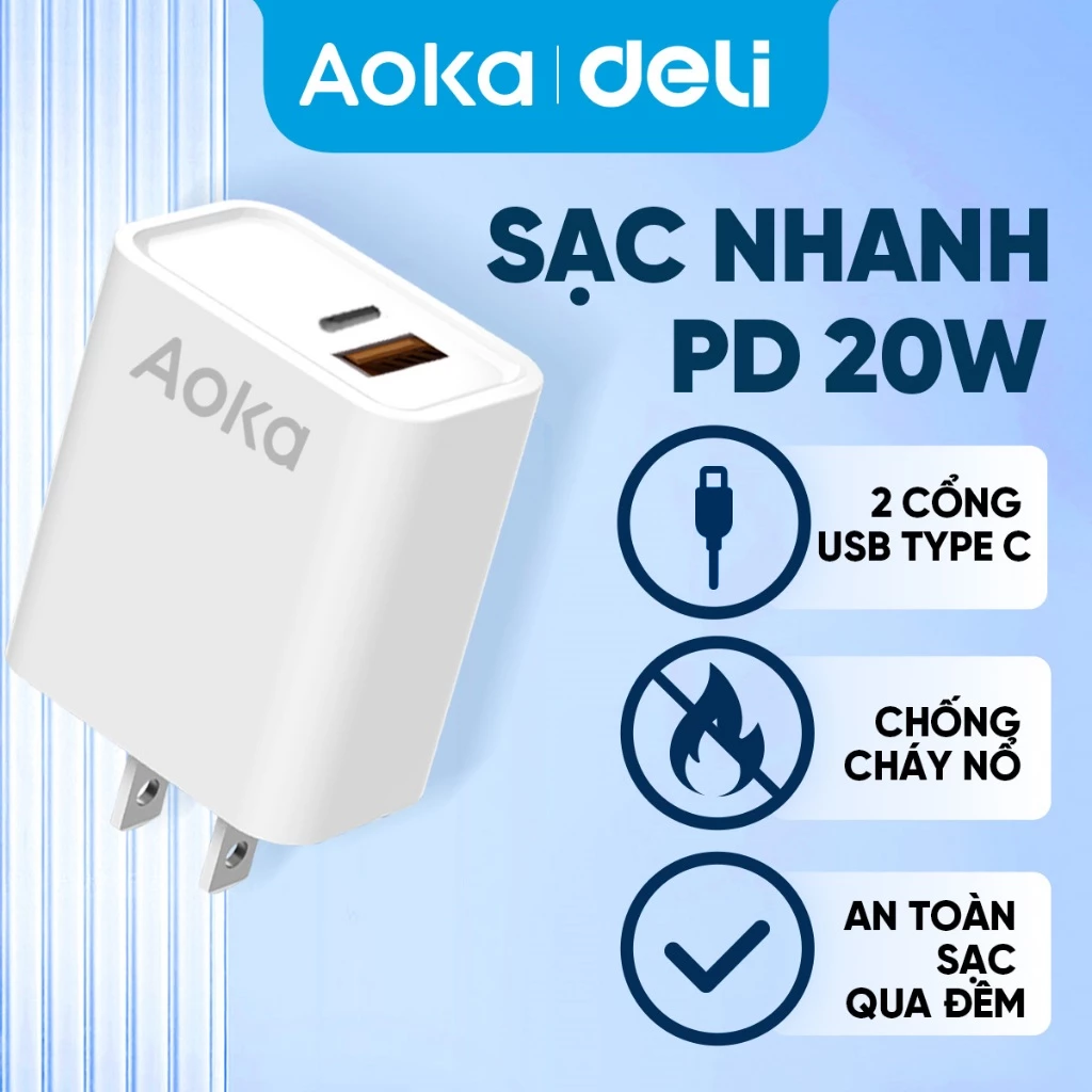Bộ Sạc Nhanh 20w Deli Củ Sạc Nhanh Kèm Sạc Nhanh 100W cho 15 16 17promax