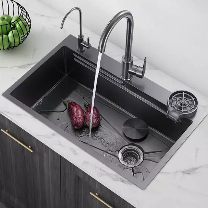 Chậu Rửa Bát 1 Hố KROSS Inox 304 Cao Cấp Phủ Nano Chống Xước Kích Thước To Bảo Hành 10 Năm
